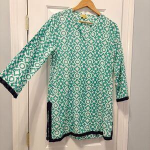 Roberta Roller Rabbit Tunic Shirt Top Green size Medium  100% Cotton